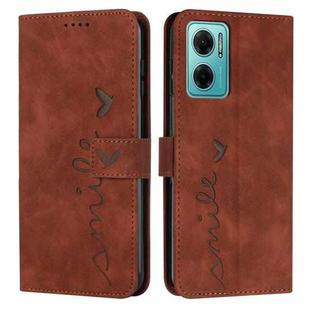 For Xiaomi Redmi Note 11e Skin Feel Heart Pattern Leather Phone Case(Brown)