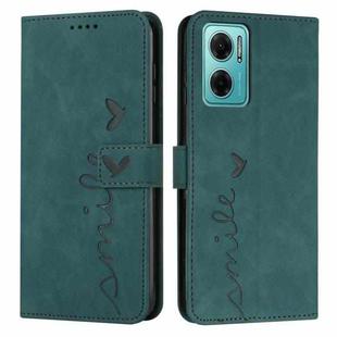 For Xiaomi Redmi Note 11e Skin Feel Heart Pattern Leather Phone Case(Green)