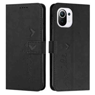 For Xiaomi Mi 11 Lite Skin Feel Heart Pattern Leather Phone Case(Black)