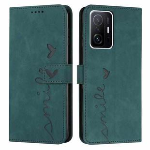 For Xiaomi 11T/11T Pro Skin Feel Heart Pattern Leather Phone Case(Green)