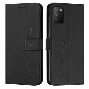 For Xiaomi Poco M3 Skin Feel Heart Pattern Leather Phone Case(Black)