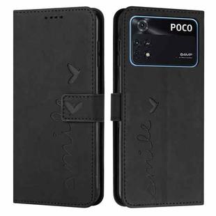 For Xiaomi Poco M4 Pro Skin Feel Heart Pattern Leather Phone Case(Black)