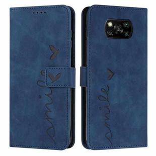 For Xiaomi Poco X3 NFC Skin Feel Heart Pattern Leather Phone Case(Blue)
