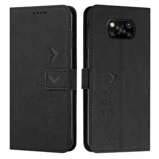 For Xiaomi Poco X3 NFC Skin Feel Heart Pattern Leather Phone Case(Black)