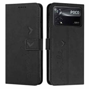 For Xiaomi Poco X4 Pro 5G Skin Feel Heart Pattern Leather Phone Case(Black)
