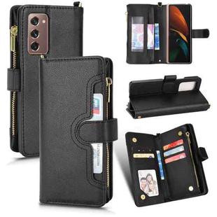 For Samsung Galaxy Z Fold2 5G Litchi Texture Zipper Leather Phone Case(Black)