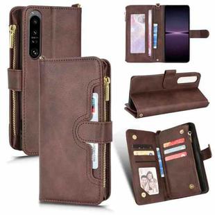 For Sony Xperia 1 IV Litchi Texture Zipper Leather Phone Case(Brown)