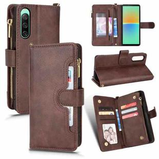 For Sony Xperia 10 IV Litchi Texture Zipper Leather Phone Case(Brown)