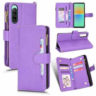 For Sony Xperia 10 IV Litchi Texture Zipper Leather Phone Case(Purple)