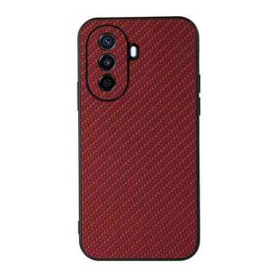 For Huawei Enjoy 50 China/nova Y70 4G Global/nova Y70 Plus Fine Hole Carbon Fiber Texture Shockproof Phone Case(Red)