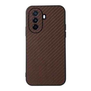 For Huawei Enjoy 50 China/nova Y70 4G Global/nova Y70 Plus Fine Hole Carbon Fiber Texture Shockproof Phone Case(Brown)