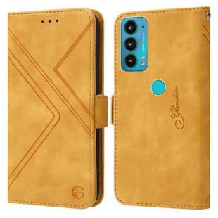 For Motorola Moto E20 / E30 / E40 RFID Geometric Line Flip Leather Phone Case(Yellow)
