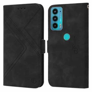 For Motorola Moto E20 / E30 / E40 RFID Geometric Line Flip Leather Phone Case(Black)