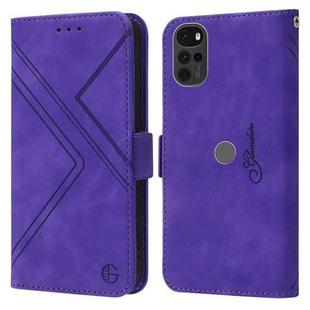 For Motorola Moto G22 RFID Geometric Line Flip Leather Phone Case(Purple)