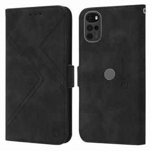 For Motorola Moto G22 RFID Geometric Line Flip Leather Phone Case(Black)