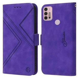 For Motorola Moto G30 / G10 / G20 RFID Geometric Line Flip Leather Phone Case(Purple)