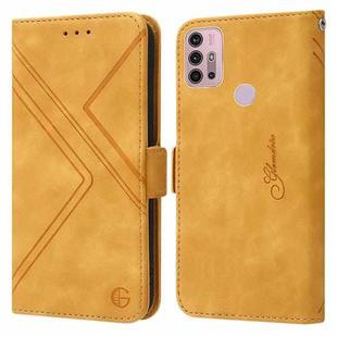 For Motorola Moto G30 / G10 / G20 RFID Geometric Line Flip Leather Phone Case(Yellow)