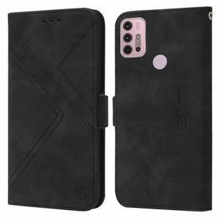 For Motorola Moto G30 / G10 / G20 RFID Geometric Line Flip Leather Phone Case(Black)