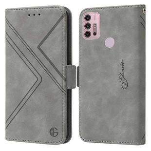 For Motorola Moto G30 / G10 / G20 RFID Geometric Line Flip Leather Phone Case(Grey)