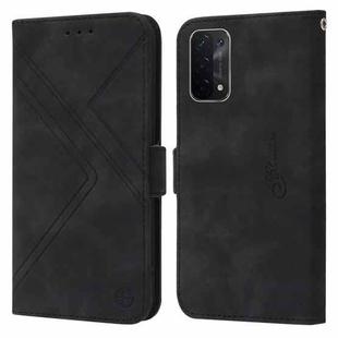 For OPPO A54 5G / A74 5G RFID Geometric Line Flip Leather Phone Case(Black)