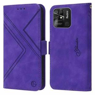 For Xiaomi Redmi 10C Global RFID Geometric Line Flip Leather Phone Case(Purple)