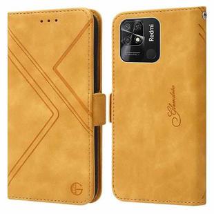 For Xiaomi Redmi 10C Global RFID Geometric Line Flip Leather Phone Case(Yellow)