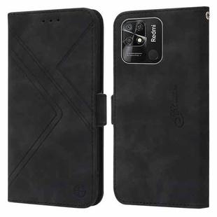 For Xiaomi Redmi 10C Global RFID Geometric Line Flip Leather Phone Case(Black)