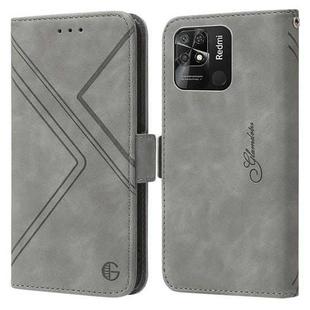 For Xiaomi Redmi 10C Global RFID Geometric Line Flip Leather Phone Case(Grey)