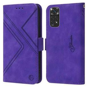 For Xiaomi Redmi Note 11 Global RFID Geometric Line Flip Leather Phone Case(Purple)