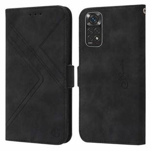 For Xiaomi Redmi Note 11 Global RFID Geometric Line Flip Leather Phone Case(Black)