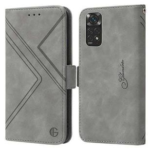 For Xiaomi Redmi Note 11 Global RFID Geometric Line Flip Leather Phone Case(Grey)