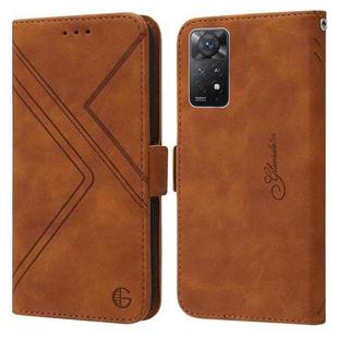 For Xiaomi Redmi Note 11 Pro 4G/5G Global RFID Geometric Line Flip Leather Phone Case(Brown)