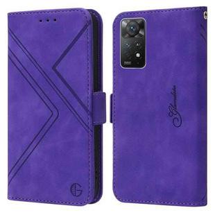 For Xiaomi Redmi Note 11 Pro 4G/5G Global RFID Geometric Line Flip Leather Phone Case(Purple)