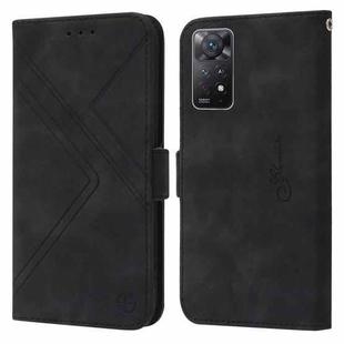 For Xiaomi Redmi Note 11 Pro 4G/5G Global RFID Geometric Line Flip Leather Phone Case(Black)