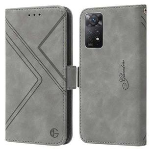 For Xiaomi Redmi Note 11 Pro 4G/5G Global RFID Geometric Line Flip Leather Phone Case(Grey)