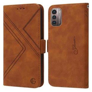 For Nokia G11 / G21 RFID Geometric Line Flip Leather Phone Case(Brown)