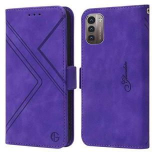 For Nokia G11 / G21 RFID Geometric Line Flip Leather Phone Case(Purple)