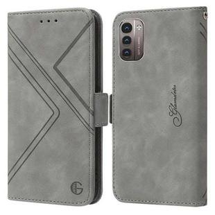 For Nokia G11 / G21 RFID Geometric Line Flip Leather Phone Case(Grey)