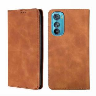 For Motorola Edge 30 Skin Feel Magnetic Horizontal Flip Leather Phone Case(Light Brown)