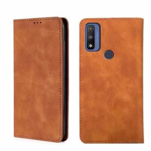 For Motorola G Pure Skin Feel Magnetic Horizontal Flip Leather Phone Case(Light Brown)