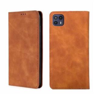 For Motorola Moto G50 5G Skin Feel Magnetic Horizontal Flip Leather Phone Case(Light Brown)