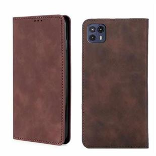 For Motorola Moto G50 5G Skin Feel Magnetic Horizontal Flip Leather Phone Case(Dark Brown)