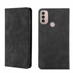 For Motorola Moto E40 Skin Feel Magnetic Horizontal Flip Leather Phone Case(Black)