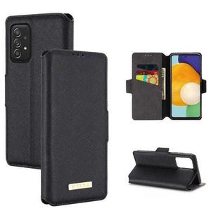 For Samsung Galaxy A52 5G / 4G MUXMA MX115 Cross Texture Oil Edge Flip Leather Phone Case(Black)