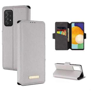 For Samsung Galaxy A52 5G / 4G MUXMA MX115 Cross Texture Oil Edge Flip Leather Phone Case(White)