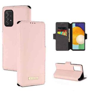 For Samsung Galaxy A52 5G / 4G MUXMA MX115 Cross Texture Oil Edge Flip Leather Phone Case(Pink)