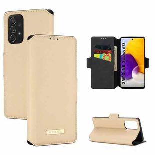 For Samsung Galaxy A72 5G / 4G MUXMA MX115 Cross Texture Oil Edge Flip Leather Phone Case(Gold)