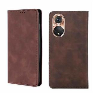 For Honor 50 Skin Feel Magnetic Horizontal Flip Leather Phone Case(Dark Brown)