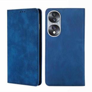 For Honor 70 Skin Feel Magnetic Horizontal Flip Leather Phone Case(Blue)