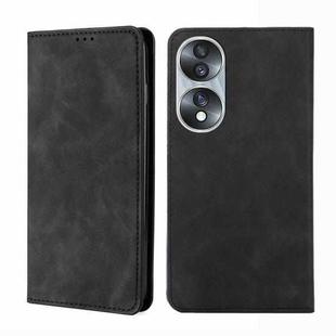 For Honor 70 Skin Feel Magnetic Horizontal Flip Leather Phone Case(Black)